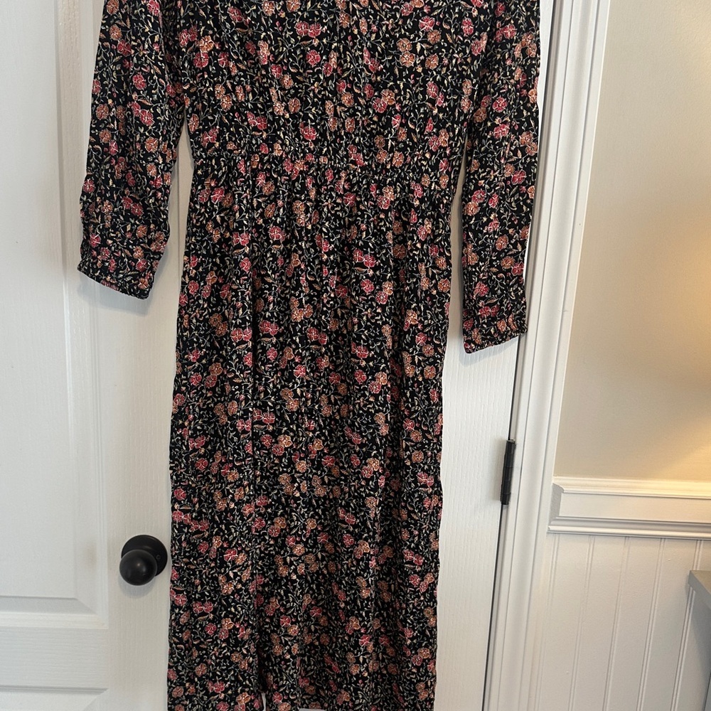 Old Navy Black and Pink Floral Long Sleeve Dress - Picture 4 of 4